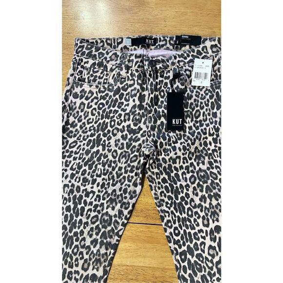 KUT FROM THE KLOTH DONNA ANKLE SKINNY LEOPARD PRINT JEANS WOMENS SIZE 2 NEW - Picture 3 of 12